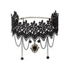 Collares Sexy Punk Chokers Crystal Black Lace Neck Choker Necklace Retro Women's  Halloween Jewelry Collar Necklace Parts