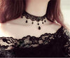 Collares Sexy Punk Chokers Crystal Black Lace Neck Choker Necklace Retro Women's  Halloween Jewelry Collar Necklace Parts