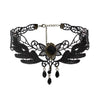 Collares Sexy Punk Chokers Crystal Black Lace Neck Choker Necklace Retro Women's  Halloween Jewelry Collar Necklace Parts