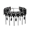 Collares Sexy Punk Chokers Crystal Black Lace Neck Choker Necklace Retro Women's  Halloween Jewelry Collar Necklace Parts
