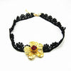 Cosplay  Vampire Girl Black  Lace Golden Flower Necklace