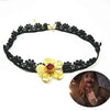 Cosplay  Vampire Girl Black  Lace Golden Flower Necklace