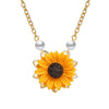 Creative Imitation Pearl SunFlower Necklace Pendant For Women Accessories Sunflower Choker Necklaces Wedding Party Jewelry