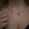 Creative Moon Pendant Open Choker Necklace For Ladies Elegant Crystal Cuff Collar Necklace Statement Party Jewelry