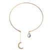 Creative Moon Pendant Open Choker Necklace For Ladies Elegant Crystal Cuff Collar Necklace Statement Party Jewelry