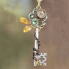 Creative Multicolor Mechanical Key Pendant Necklaces For Women And Men Green CZ Stone Inlay Punk Jewelry Party Gifts
