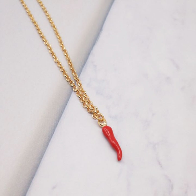 stainless steel Gold plated Cornicello Italian horn necklaces for women chili  pepper pendant necklace dainty trendy jewelry 2023 - AliExpress