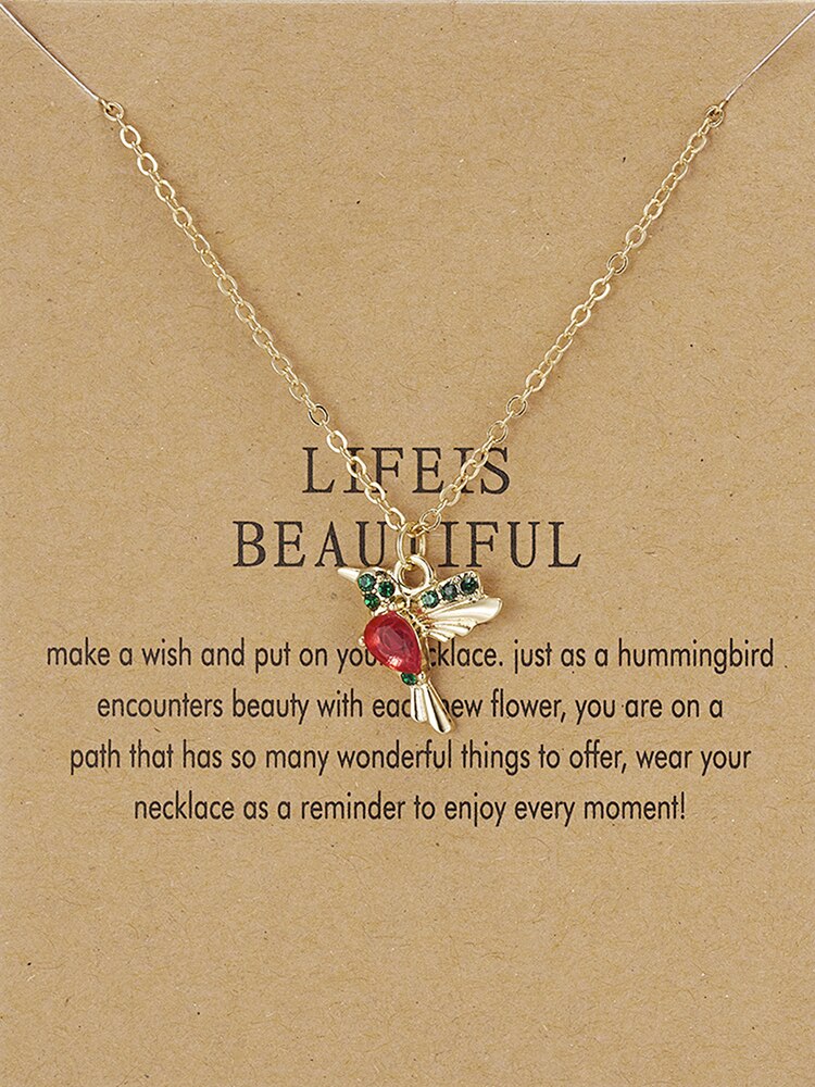 Crystal Animal Hummingbird Necklaces Gold Color Clavicle Chain Swallow Birds Pendant Necklace collares