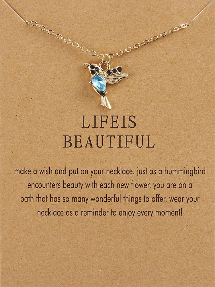 Crystal Animal Hummingbird Necklaces Gold Color Clavicle Chain Swallow Birds Pendant Necklace collares