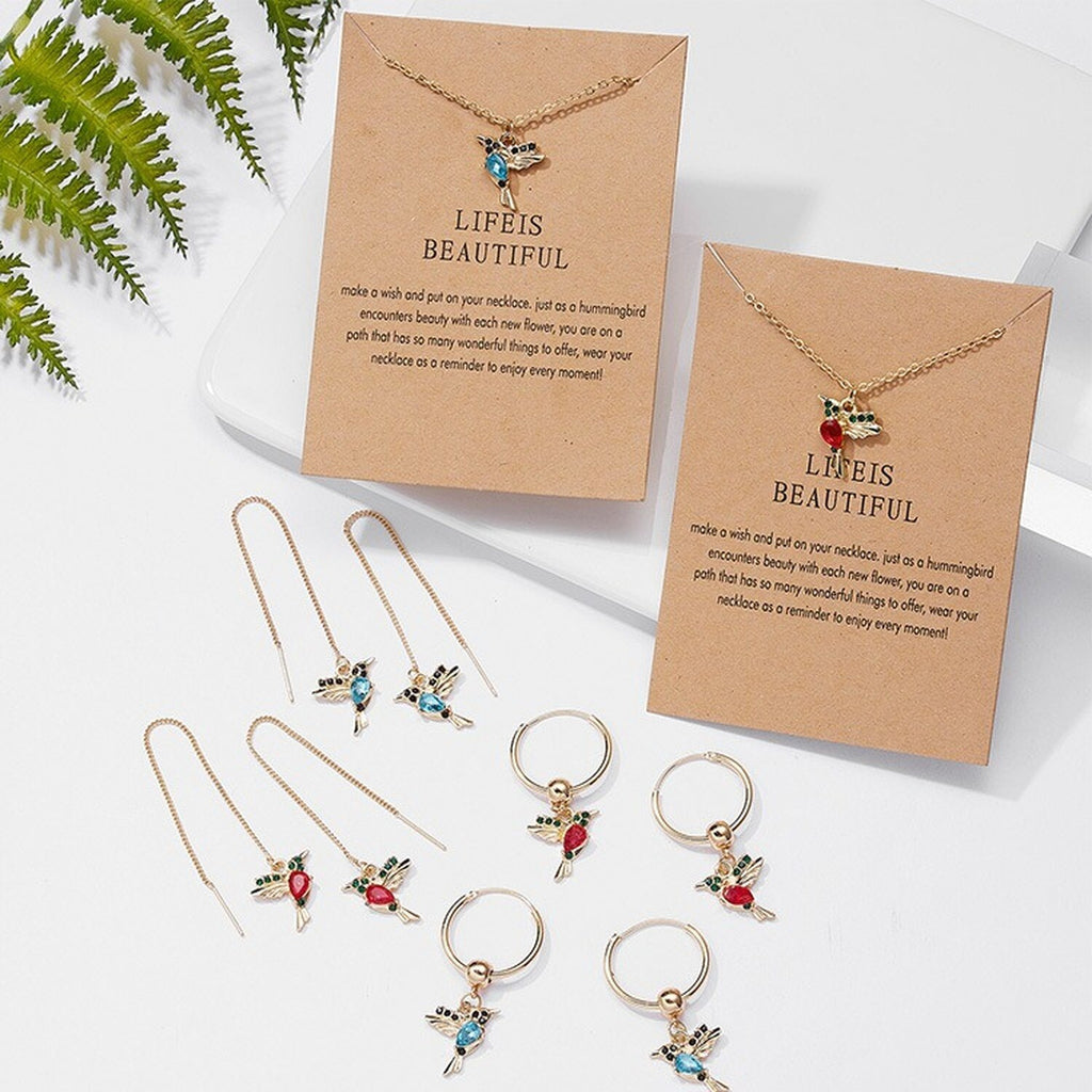 Crystal Animal Hummingbird Necklaces Gold Color Clavicle Chain Swallow Birds Pendant Necklace collares