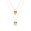 Crystal Pendants Owl Necklace For Women Gold Silvery Double Layer Snake Chain Necklaces For Women Jewelry
