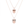 Crystal Pendants Owl Necklace For Women Gold Silvery Double Layer Snake Chain Necklaces For Women Jewelry