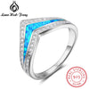 New Cubic Zirconia & Blue Opal Stone Simple Crown Rings Women Real 925 Sterling Silver Birthd Christmas Gift (Lam Hub Fong)