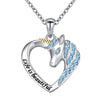Cute Animal Unicorn Heart Pendant Necklace Women's Necklace Crystal Inlaid Metal Sliding Pendant Accessory Party Gift