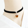 Cute Black Velvet Choker Necklace For Women Heart Crystal Pendant Gothic Ribbon Chocker Necklace Female Wedding Jewelry