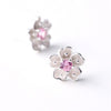 New Cute Solid 925 Sterling Silver Flowers Fashion Stud Earrings with Purple Crystal Women's Earrings Jewelry EWS412