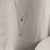Dainty Zirconia Butterfly Pendant Necklace For Women Punk Silver Color Layered Chain Korean Cute Choker Jewelry 2021