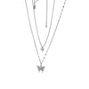 Dainty Zirconia Butterfly Pendant Necklace For Women Punk Silver Color Layered Chain Korean Cute Choker Jewelry 2021