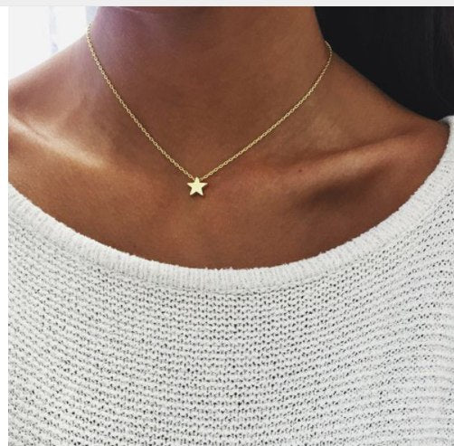 New Delicate Pendant Necklace Curved Crescent Moon Star Heart Choker Necklace Gold Silver Women Necklace Jewelry Birthday Gift