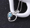 New Design 100%925 Sterling Silver Necklace Love AAA Zircon Blue Crystal Pendant Woman Charm Jewelry Gift
