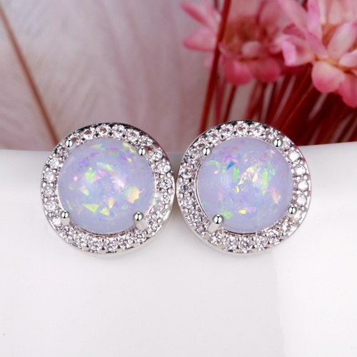 New Design 2020 Opal Stud Earrings For Women Sterling Silver 925 Jewelry Earring With AAAA Zircon Women's Wedding Gift Wholesale