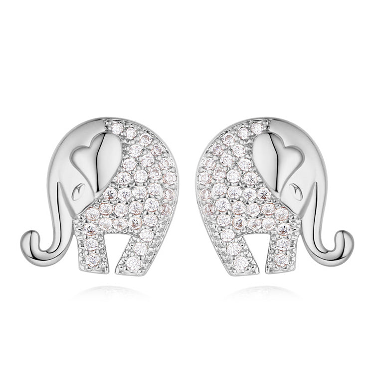 New Design Austrian CZ Earrings for Women Cute Elephant Stud Earrings Gold Colors Animal Bijoux Fashion Jewelry Brincos