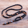 Design Black 6mm BLava Stones Wood Bead Men's Hematite Buddha Bead Necklace