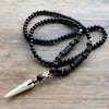 Design Black BLava Stones Bead with Hematite cross charm pendant necklace Men's Bead Necklace