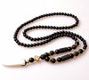 Design Black BLava Stones Bead with Hematite cross charm pendant necklace Men's Bead Necklace