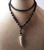 Design Black BLava Stones Bead with Hematite cross charm pendant necklace Men's Bead Necklace
