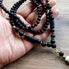 Design Black BLava Stones Bead with Hematite cross charm pendant necklace Men's Bead Necklace