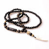 Design Black BLava Stones Bead with Hematite cross charm pendant necklace Men's Bead Necklace