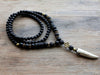Design Black BLava Stones Bead with Hematite cross charm pendant necklace Men's Bead Necklace