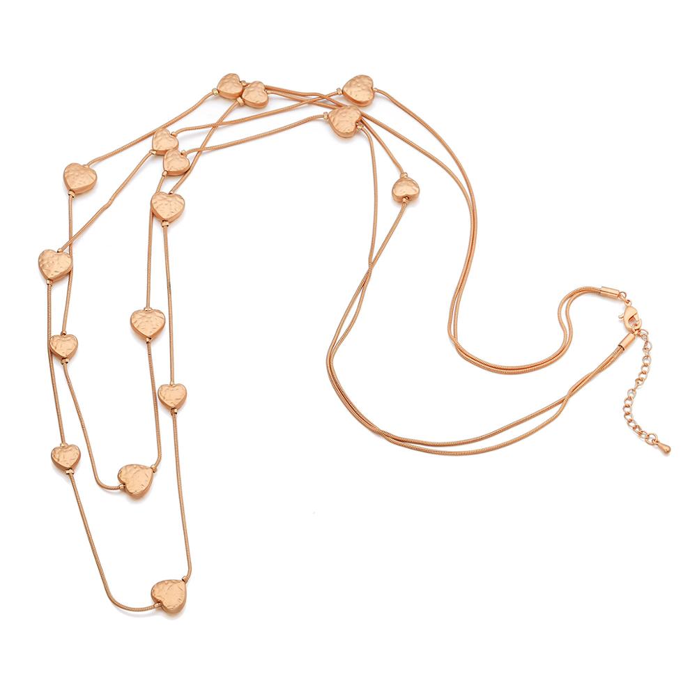 Design Bohemia Necklace Gold Black Color Long Double Layer Snake Chain Small Hearts Pendant Necklaces For Woman Jewelry Gift