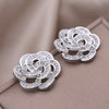 Design Jewelry 14 Gold Plating  Zircon Hollow out Camellia Earrings Elegant Women's Wedding Party Accessories