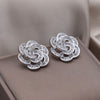 Design Jewelry 14 Gold Plating  Zircon Hollow out Camellia Earrings Elegant Women's Wedding Party Accessories