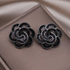 Design Jewelry 14 Gold Plating  Zircon Hollow out Camellia Earrings Elegant Women's Wedding Party Accessories