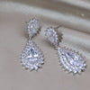 Design Jewelry Silver Color Copper Set Zircon Water Drop Pendant Earrings  Women's Wedding Party Accessories