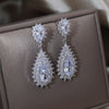 Design Jewelry Silver Color Copper Set Zircon Water Drop Pendant Earrings  Women's Wedding Party Accessories