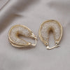 Design Jewelry in Korea 14K Gold plated  Crystal Letter U hoop Earrings Elegant Women's Prom Party Accessories