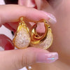 Design Jewelry in Korea 14K Gold plated  Crystal Letter U hoop Earrings Elegant Women's Prom Party Accessories