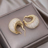 Design Jewelry in Korea 14K Gold plated  Crystal Letter U hoop Earrings Elegant Women's Prom Party Accessories