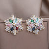 Design Jewelry in Korea Irregular Zircon Exaggerated Flower Earrings  Women's Wedding Party Accessories