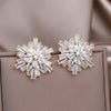 Design Jewelry in Korea Irregular Zircon Exaggerated Flower Earrings  Women's Wedding Party Accessories