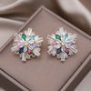 Design Jewelry in Korea Irregular Zircon Exaggerated Flower Earrings  Women's Wedding Party Accessories