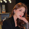 Design Jewelry in Korea  Zircon Silver Electroplated Round Earrings Elegant Women's Prom Party Accessories