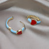 Design Jewelry in Korea Simple Enamel Red Love small hoop Earrings Sweet Girl Gift Women's Daily Accessories