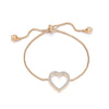 Design Hollow Heart Bracelets For Woman Gold Silvery Snake Chain Clear Crystal Adjustable Bracelet For Lover Jewelry