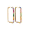 Design Multicolor Zircon Hoop Earrings for Women Colorful Crystal Rectangle Earring Party Wedding Jewelry Gifts 2022