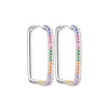 Design Multicolor Zircon Hoop Earrings for Women Colorful Crystal Rectangle Earring Party Wedding Jewelry Gifts 2022